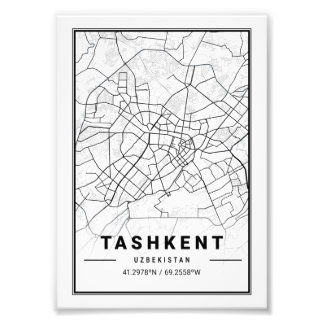 タシケント – ウズベキスタン軽都の地図 フォトプリント