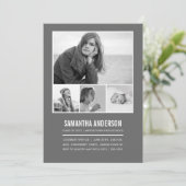 タシンプルイムラインの卒業招待状 – グレー 招待状 (スタンド正面)