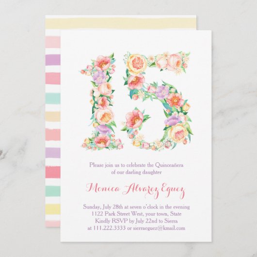 タジェタスデフィエスタデクリンスアニョス、フローレスパスレス 招待状 (正面/裏面)