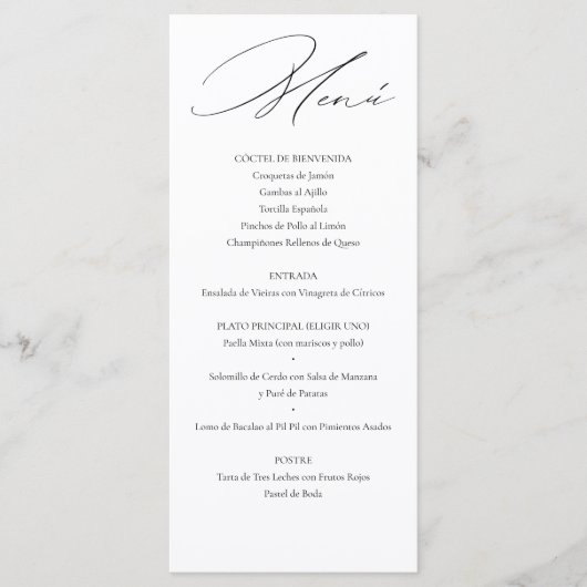 タジェタデメヌデボダエレガンテカリグラフィ メニュー (正面)