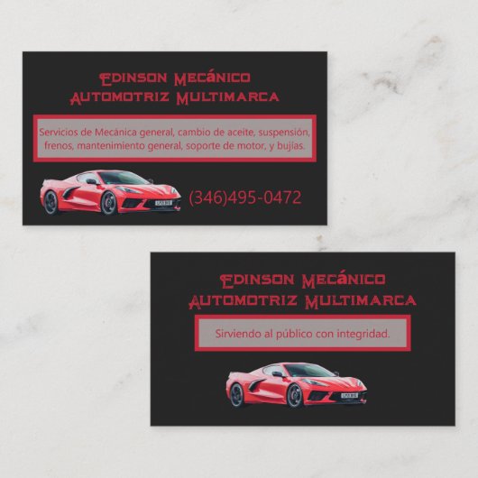 タジェタネゴシオスメカニコビジネスカード 名刺 (正面/裏面)