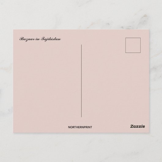 タジキスタンのバザール ポストカード (裏面)