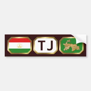 タジキスタンのフラグマップコードバンパーシール バンパーステッカー