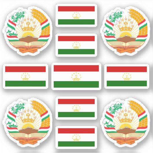 タジキスタンの国旗 シール (正面)