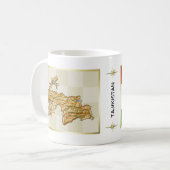 タジキスタンの旗と地図のマグカップ コーヒーマグカップ (正面左)