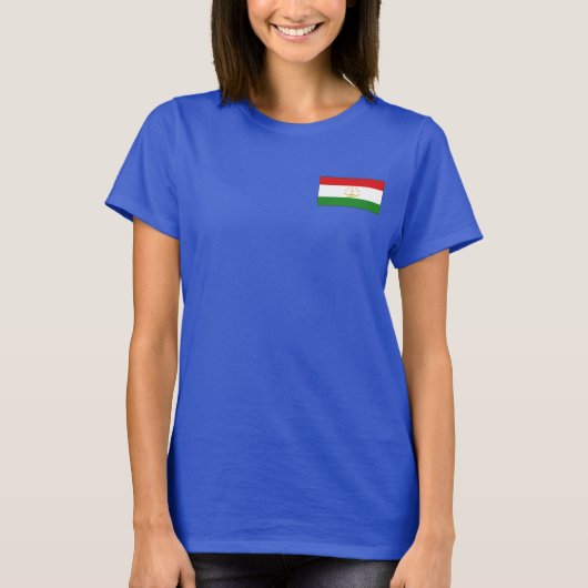 タジキスタンの旗と地図のTシャツ Tシャツ (正面)