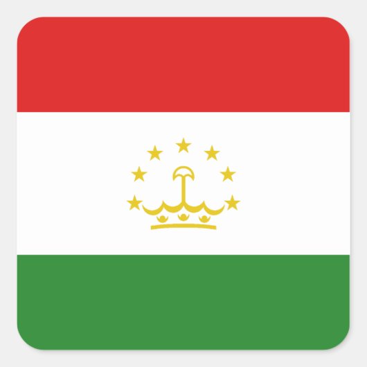 タジキスタン国旗のシール スクエアシール (正面)
