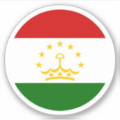 タジキスタン国旗の丸いシール シール (正面)