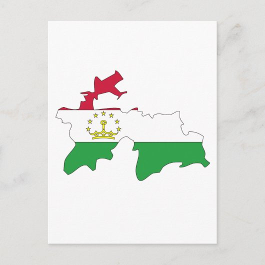 タジキスタン国旗の地図 ポストカード (正面)