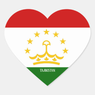 タジキスタン国旗の輝かしい愛国心 ハートシール