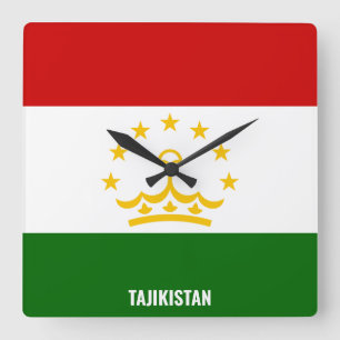 タジキスタン国旗の輝く愛国心 スクエア壁時計