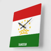 タジキスタン国旗の輝く愛国心 スクエア壁時計 (傾斜)
