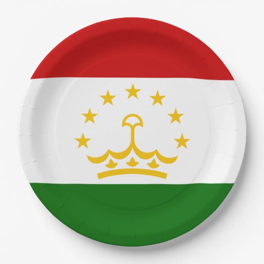 タジキスタン国旗（タジキスタン）（タジキスタン共和国） ペーパープレート (正面)