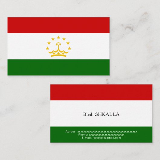 タジキスタン国旗 名刺 (正面/裏面)