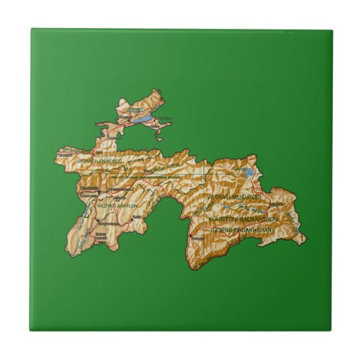 タジキスタン地図タイル タイル (正面)