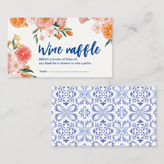 タスアモアフローラブライダルシャワーワインラッフルファイル エンクロージャーカード (正面/裏面)