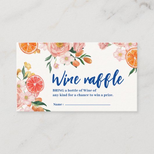 タスアモアフローラブライダルシャワーワインラッフルファイル エンクロージャーカード (正面)