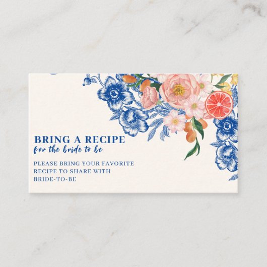 タスアモアフローラブライダルシャワー共有Aレシピ エンクロージャーカード (正面)