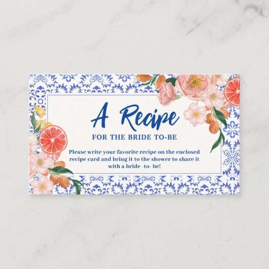 タスアモアフローラブライダルシャワー共有Aレシピ エンクロージャーカード (正面)
