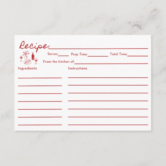 タスアモアブライダルシャワーレシピカード エンクロージャーカード (正面)