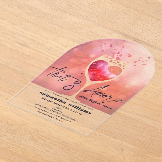 タスアモーレイタリアンヴィノウィーブーズブライダルシャワー アクリル招待状 (レイダウン)