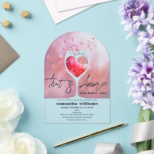 タスアモーレイタリアンヴィノウィーブーズブライダルシャワー アクリル招待状 (インサイチュ (ウェディング))