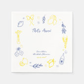 タスアモーレハンドドローイタリアンドレモンブライダルシャワー スタンダードカクテルナプキン (正面)