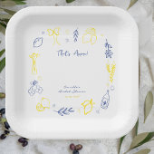 タスアモーレハンドドローイタリアンドレモンブライダルシャワー ペーパープレート