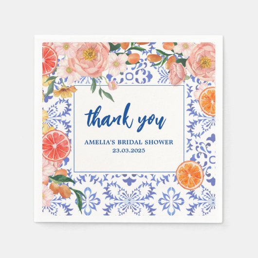 タスアモーレフローラサマーブライダルシャワー スタンダードカクテルナプキン (正面)