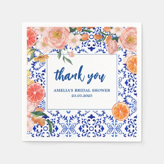 タスアモーレフローラサマーブライダルシャワー スタンダードカクテルナプキン (正面)