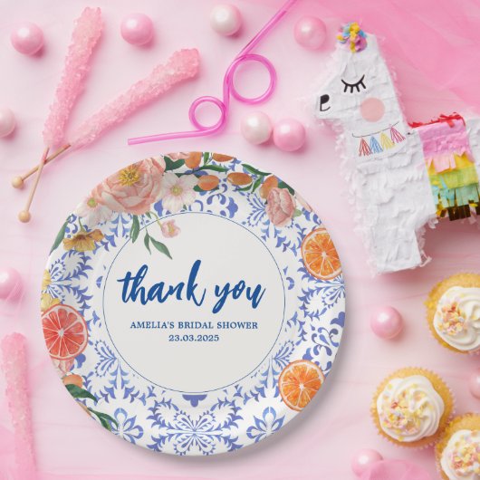 タスアモーレフローラサマーブライダルシャワー ペーパープレート (パーティー)