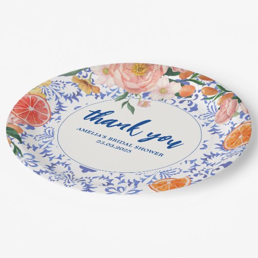 タスアモーレフローラサマーブライダルシャワー ペーパープレート (アングル)