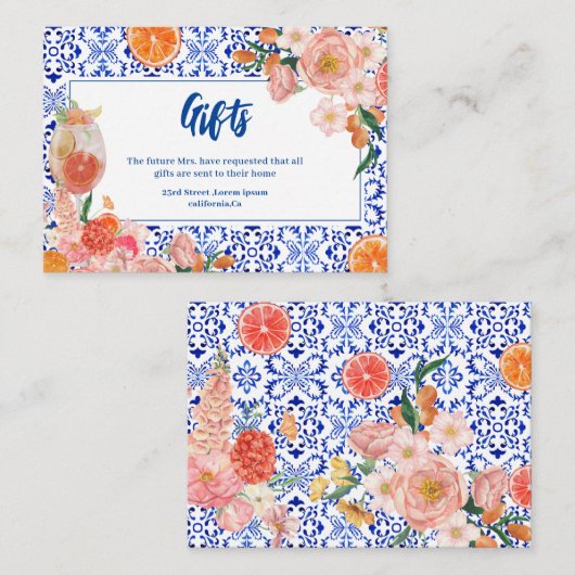 タスアモーレフローラスピリッツブライダルシャワーギフト エンクロージャーカード (正面/裏面)