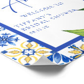 タスアモーレブルータイルレモンズブライダルシャワーサイン ポスター (角)