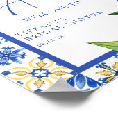 タスアモーレブルータイルレモンズブライダルシャワーサイン ポスター (角)