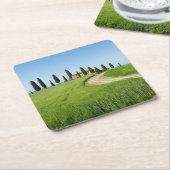 タスカニーのヌマスギが付いている農場の別荘 スクエアペーパーコースター (アングル)