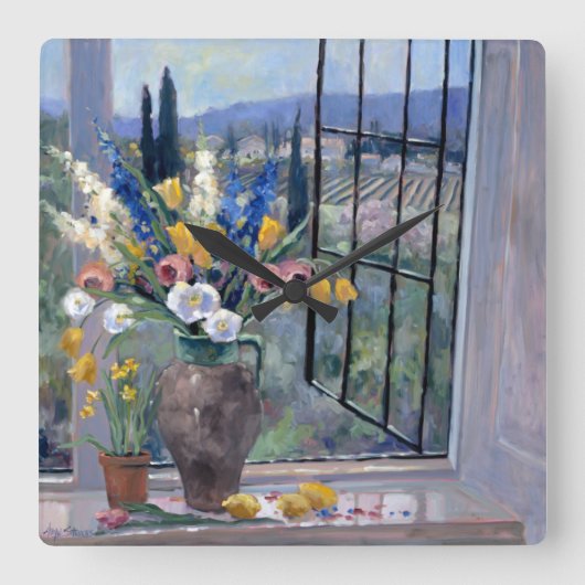 タスカニーの山腹II スクエア壁時計 (正面)