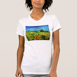 タスカニーの田舎そしてヒマワリ Tシャツ