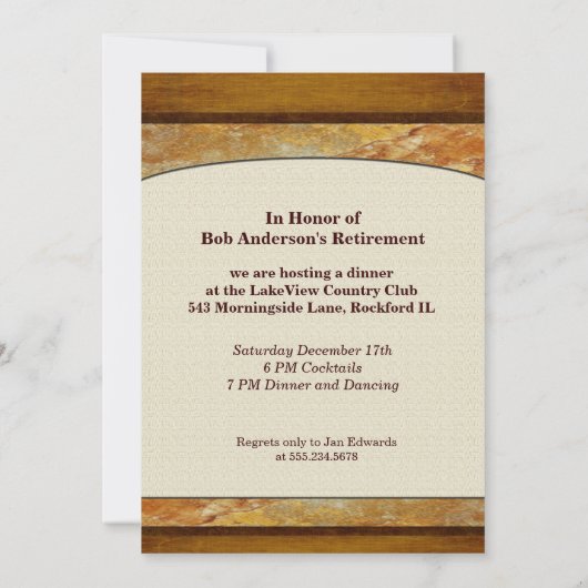 タスカニーの石造りの企業幹部の退職のカスタム 招待状 (裏面)