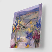 タスカニーの花柄 スクエア壁時計 (傾斜)