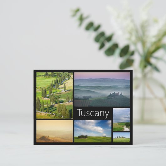 タスカニー黒いフレームのコラージュの郵便はがき ポストカード (スタンド正面)