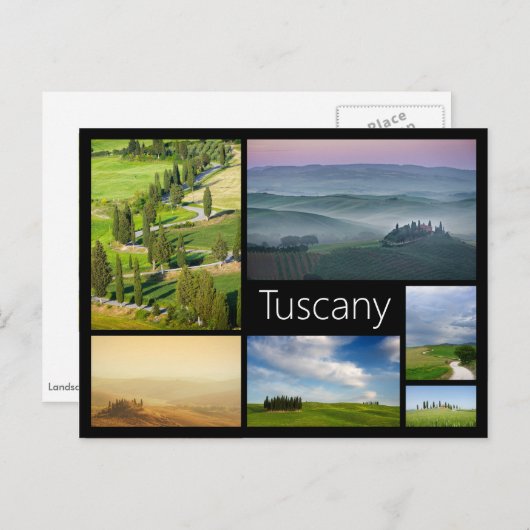 タスカニー黒いフレームのコラージュの郵便はがき ポストカード (正面/裏面)
