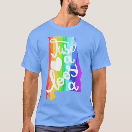 タスカロサ アラバマ州 マップ レインボー Tシャツ (正面)