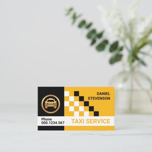 タスタイリッシュクシーチェックボックス私用運転手 名刺 (スタンド正面)