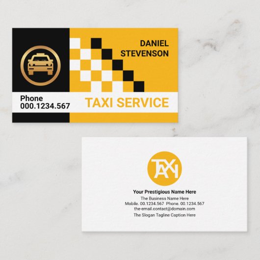 タスタイリッシュクシーチェックボックス私用運転手 名刺 (正面/裏面)