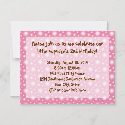 タスティ霜のカップケーキ2nd誕生日 招待状 (裏面)