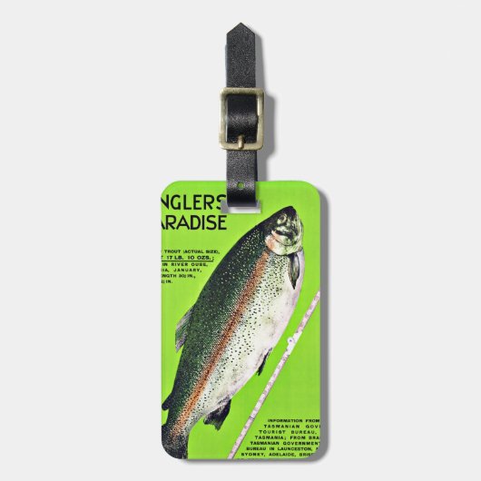 タスマニアオーストラリアの釣り人の楽園の魚釣り ラゲッジタグ (正面縦)