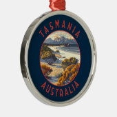 タスマニアオーストラリアレトロ動揺してサークル メタルオーナメント (右)