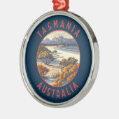 タスマニアオーストラリアレトロ動揺してサークル メタルオーナメント (左)