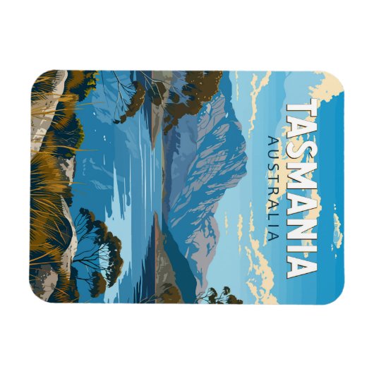 タスマニアオーストラリア旅行アートヴィンテージ マグネット (横)